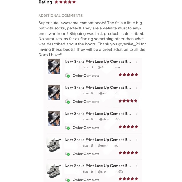 Ivory Snake Print Lace Up Combat Boots - Picture 8 of 9